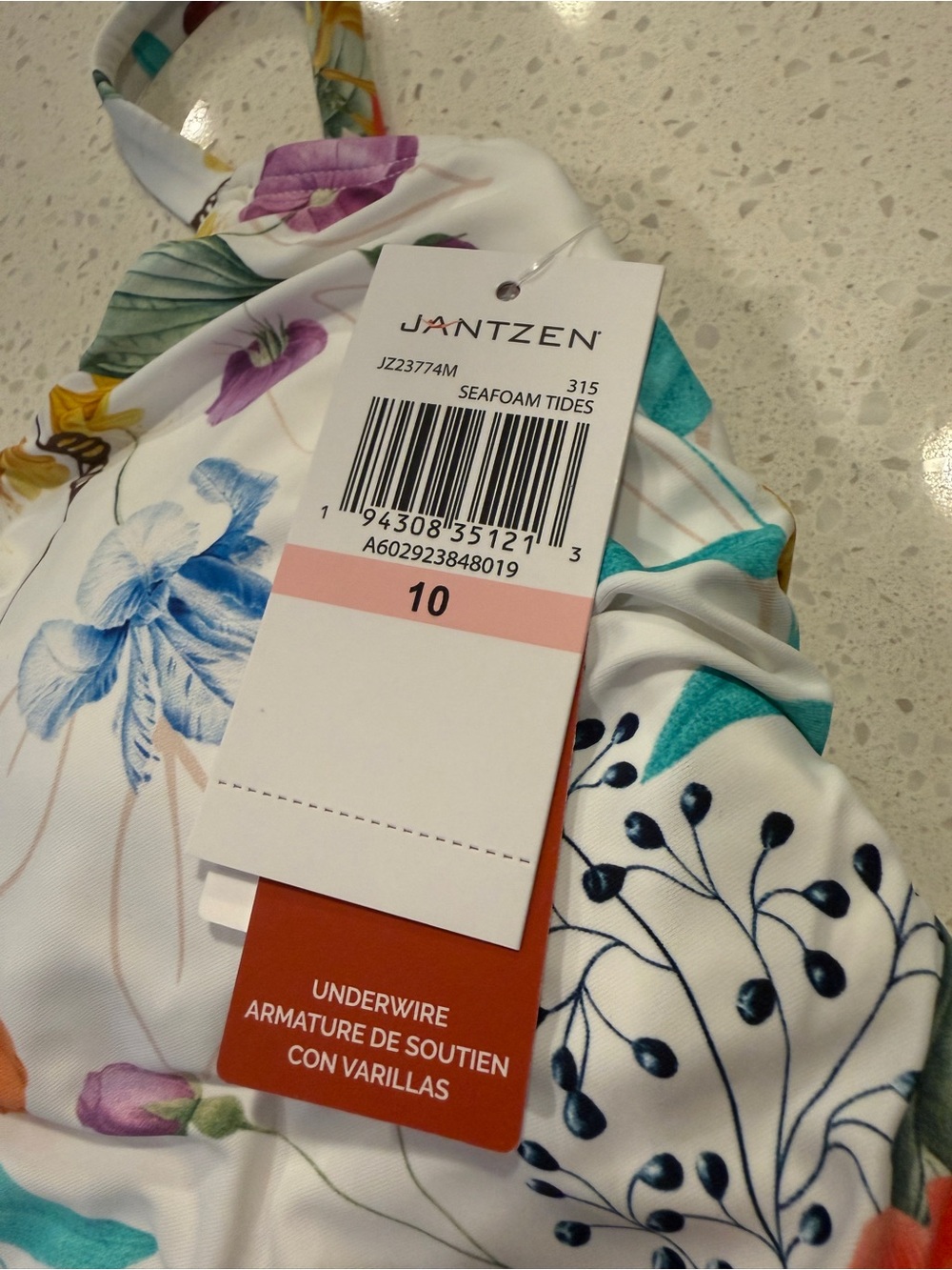 Jantzen Seafoam Tides Smoothing Tummy Control One-Piece Sporty Tropical Swimsuit - Picture 7 of 14